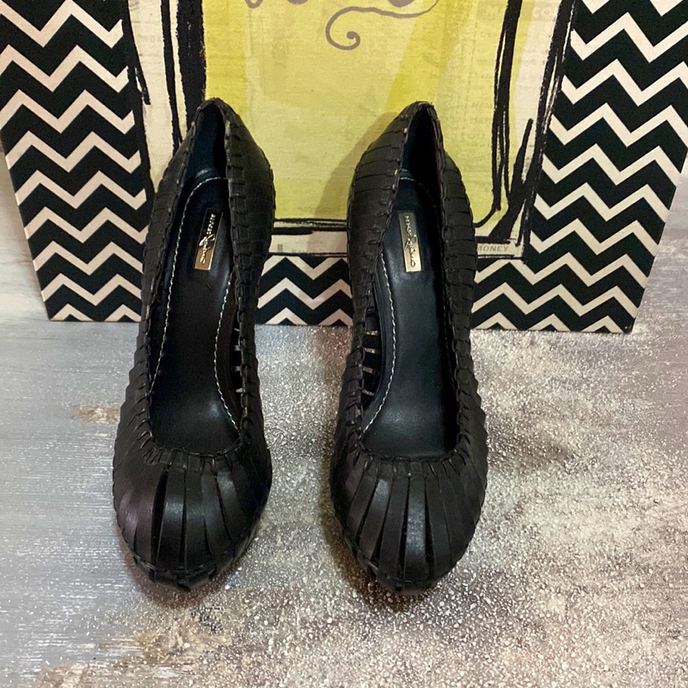 🤩 Report Signature Black Leather Calyer Platform Heels Made In Brasil 💃🏼